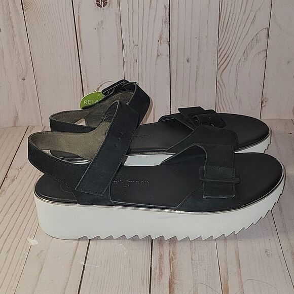 Paul Green Shoes - PAUL GREEN Platform buckle Sandal size 9 Black  with Relax Weite